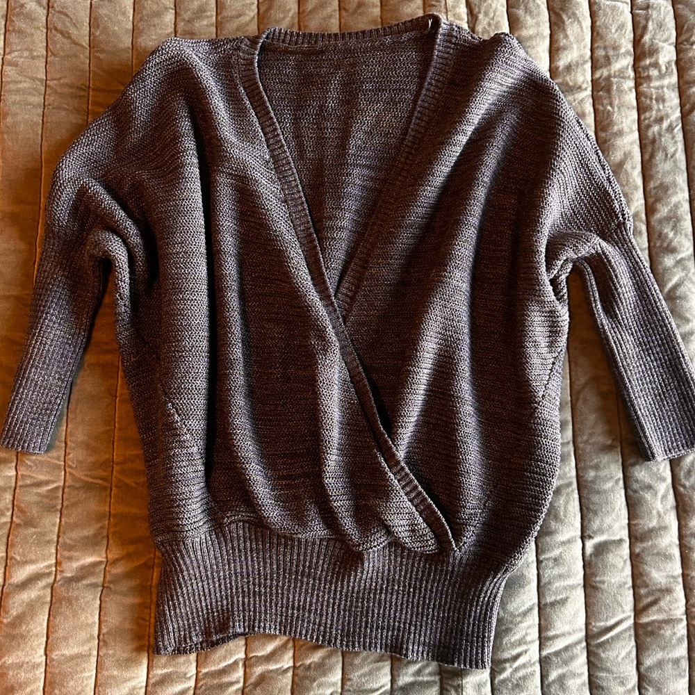 Prana Women's Heather blue Gray crossover Sweater